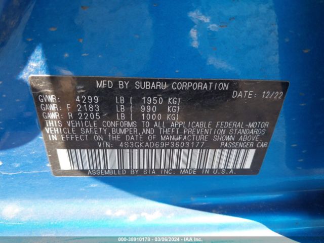 Photo 8 VIN: 4S3GKAD69P3603177 - SUBARU IMPREZA 