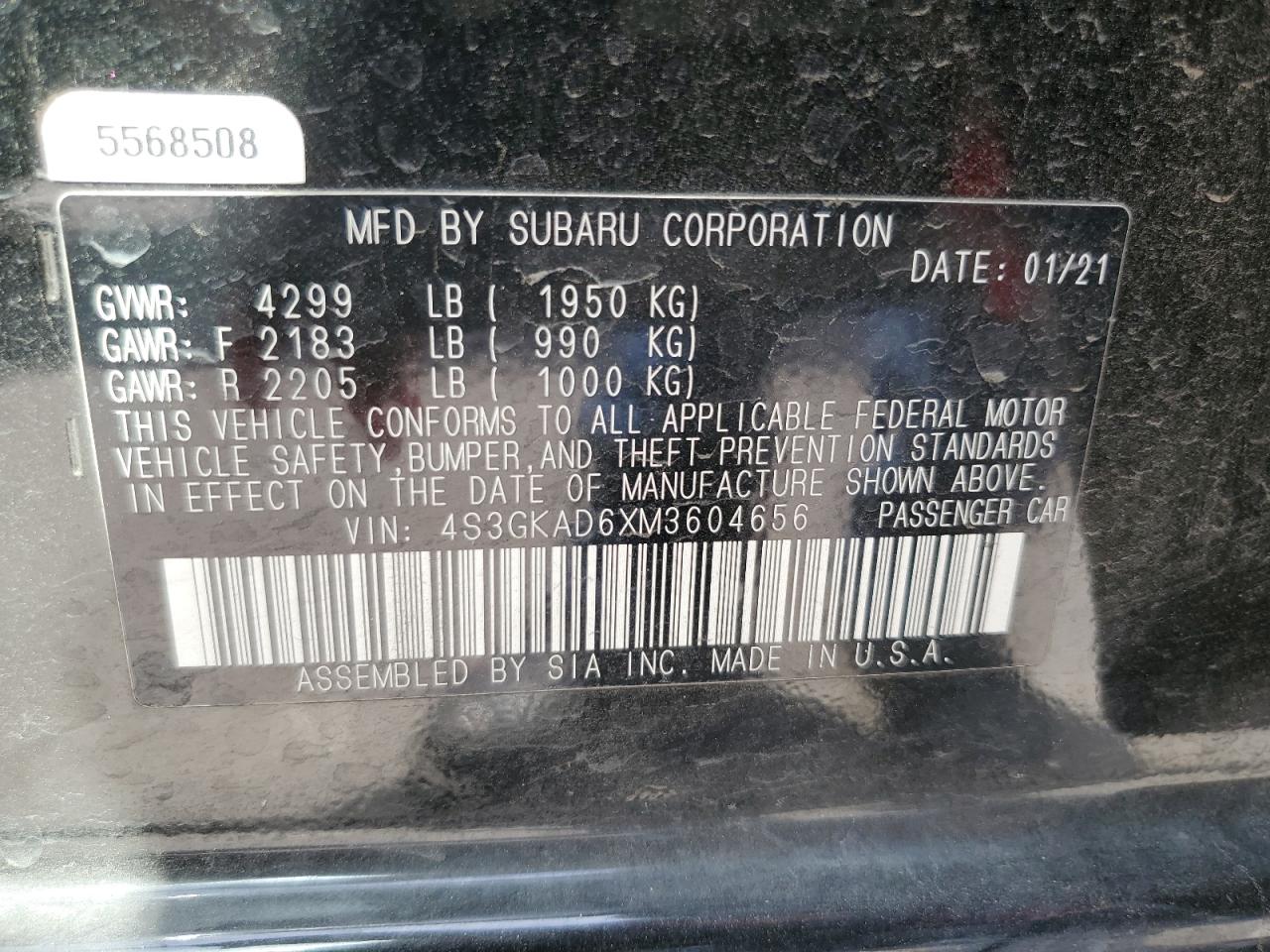 Photo 12 VIN: 4S3GKAD6XM3604656 - SUBARU IMPREZA 