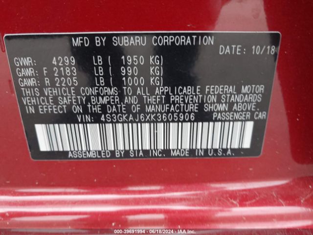 Photo 8 VIN: 4S3GKAJ6XK3605906 - SUBARU IMPREZA 