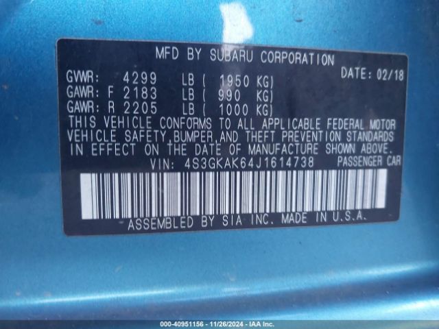 Photo 8 VIN: 4S3GKAK64J1614738 - SUBARU IMPREZA 