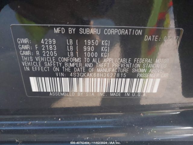 Photo 8 VIN: 4S3GKAK68H3627815 - SUBARU IMPREZA 