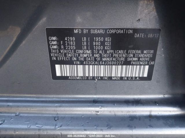 Photo 8 VIN: 4S3GKAL64J3600227 - SUBARU IMPREZA 