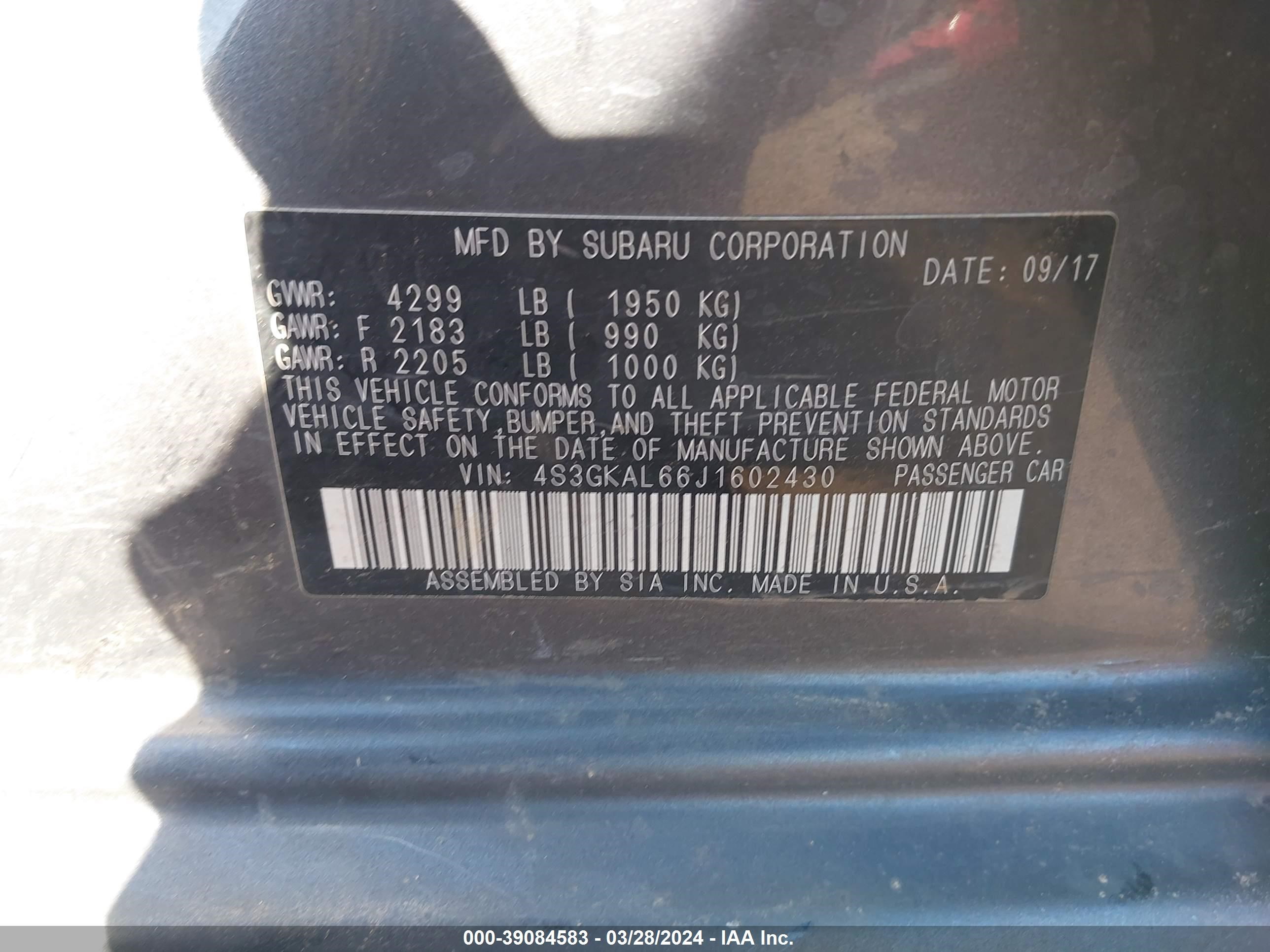 Photo 8 VIN: 4S3GKAL66J1602430 - SUBARU IMPREZA 