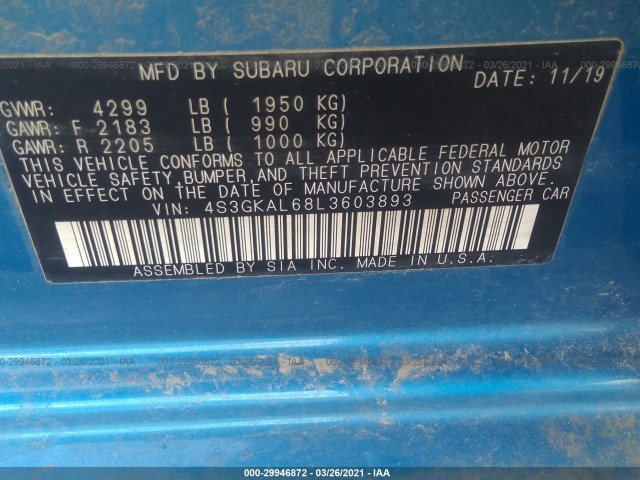 Photo 8 VIN: 4S3GKAL68L3603893 - SUBARU IMPREZA 