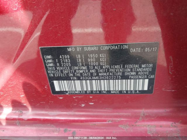 Photo 8 VIN: 4S3GKAM63H3622275 - SUBARU IMPREZA 