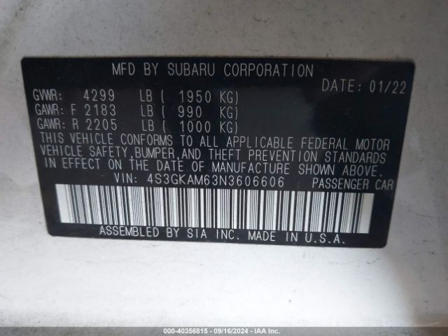 Photo 8 VIN: 4S3GKAM63N3606606 - SUBARU IMPREZA 