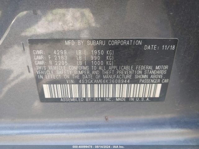 Photo 8 VIN: 4S3GKAM66K3608944 - SUBARU IMPREZA 