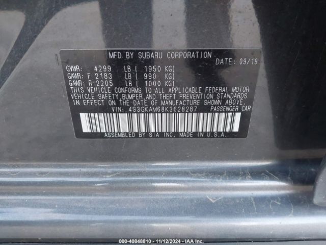 Photo 8 VIN: 4S3GKAM68K3628287 - SUBARU IMPREZA 