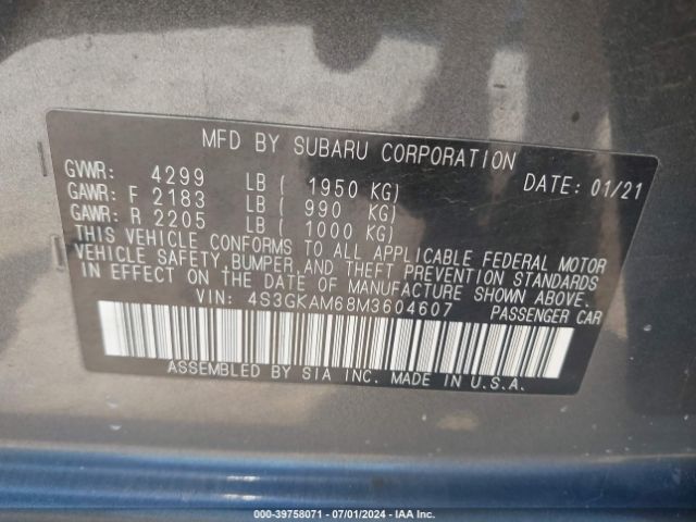 Photo 8 VIN: 4S3GKAM68M3604607 - SUBARU IMPREZA 