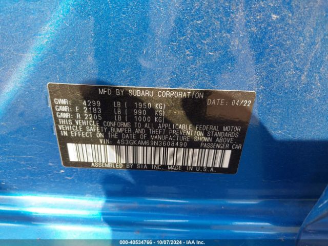 Photo 8 VIN: 4S3GKAM69N3608490 - SUBARU IMPREZA 