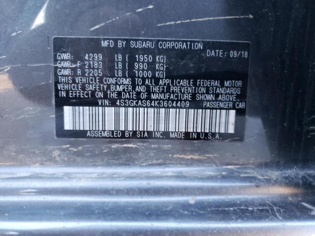 Photo 9 VIN: 4S3GKAS64K3604409 - SUBARU IMPREZA LI 