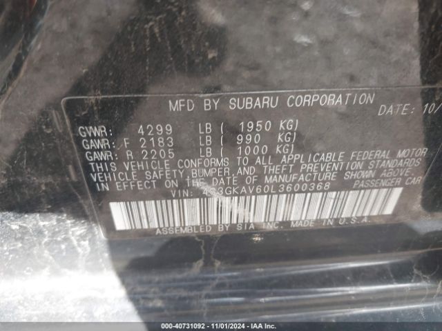 Photo 8 VIN: 4S3GKAV60L3600368 - SUBARU IMPREZA 