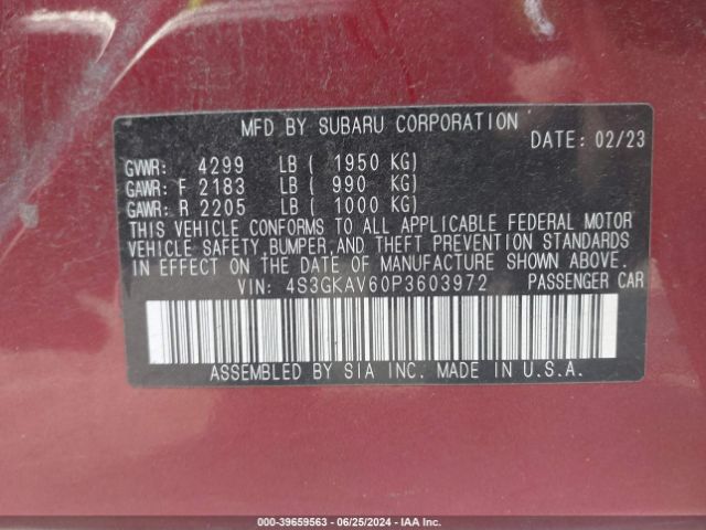 Photo 8 VIN: 4S3GKAV60P3603972 - SUBARU IMPREZA 