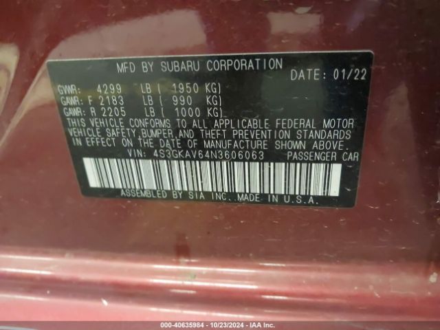 Photo 8 VIN: 4S3GKAV64N3606063 - SUBARU IMPREZA 