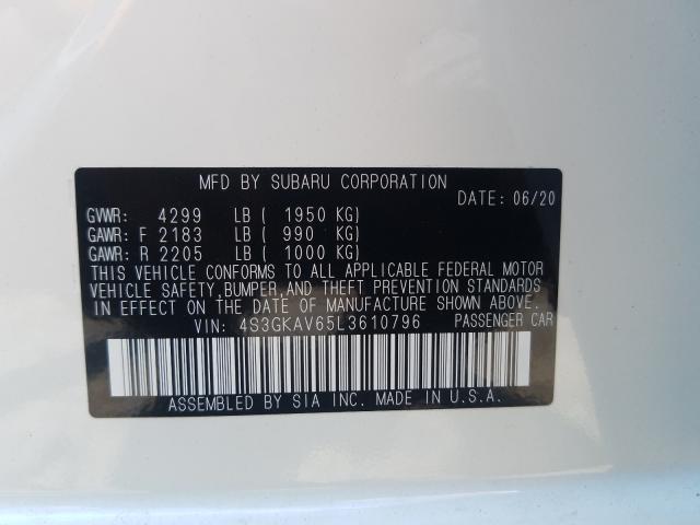 Photo 9 VIN: 4S3GKAV65L3610796 - SUBARU IMPREZA PR 