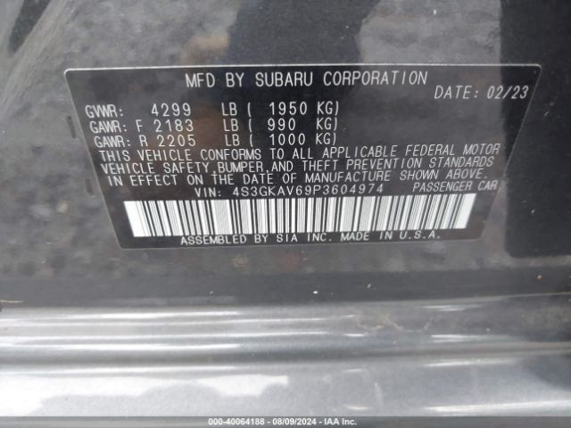 Photo 8 VIN: 4S3GKAV69P3604974 - SUBARU IMPREZA 