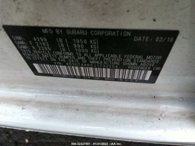 Photo 8 VIN: 4S3GTAA60J1732204 - SUBARU IMPREZA 