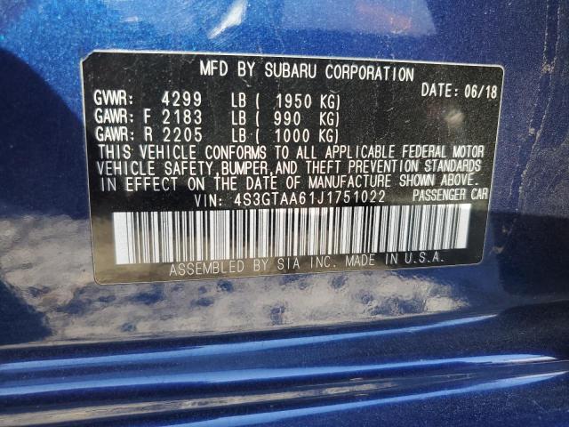 Photo 12 VIN: 4S3GTAA61J1751022 - SUBARU IMPREZA 