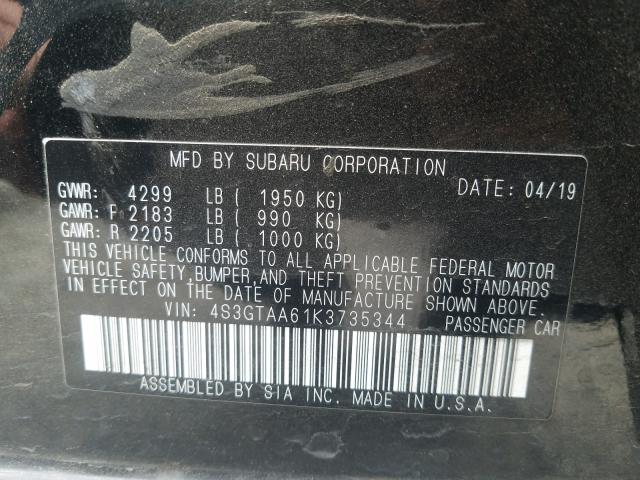 Photo 9 VIN: 4S3GTAA61K3735344 - SUBARU IMPREZA 