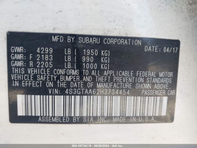 Photo 8 VIN: 4S3GTAA62H3734454 - SUBARU IMPREZA 