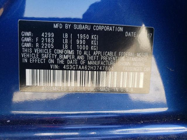 Photo 11 VIN: 4S3GTAA62H3747804 - SUBARU IMPREZA 