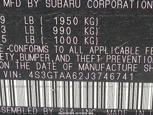 Photo 8 VIN: 4S3GTAA62J3746741 - SUBARU IMPREZA 