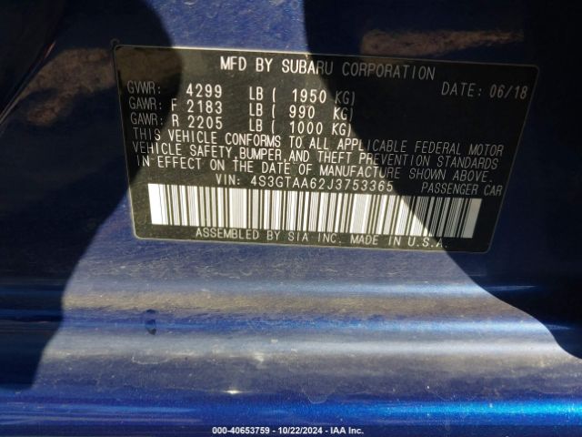 Photo 8 VIN: 4S3GTAA62J3753365 - SUBARU IMPREZA 