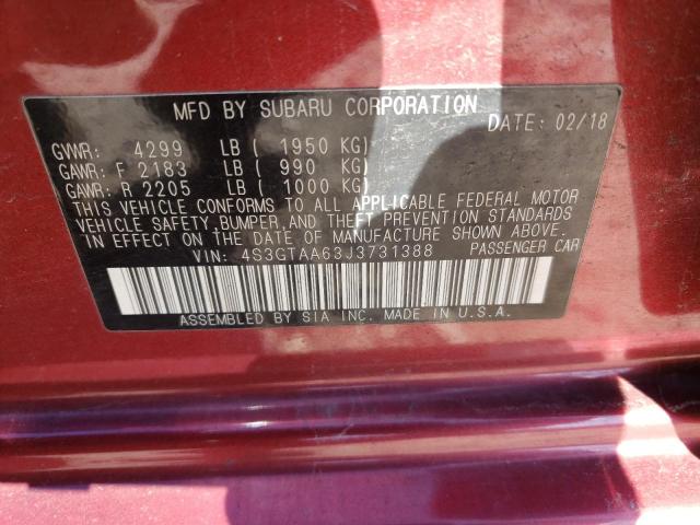 Photo 9 VIN: 4S3GTAA63J3731388 - SUBARU IMPREZA 