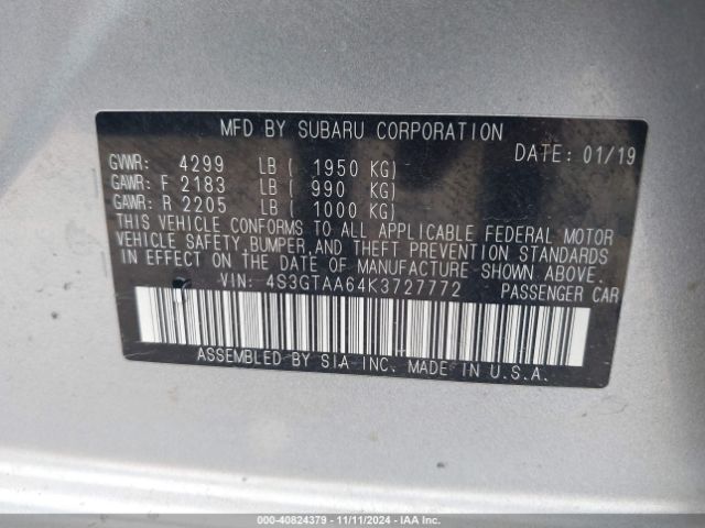 Photo 8 VIN: 4S3GTAA64K3727772 - SUBARU IMPREZA 