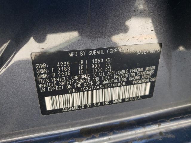 Photo 9 VIN: 4S3GTAA65H3749806 - SUBARU IMPREZA 