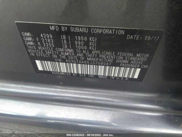 Photo 8 VIN: 4S3GTAA65J3708047 - SUBARU IMPREZA 