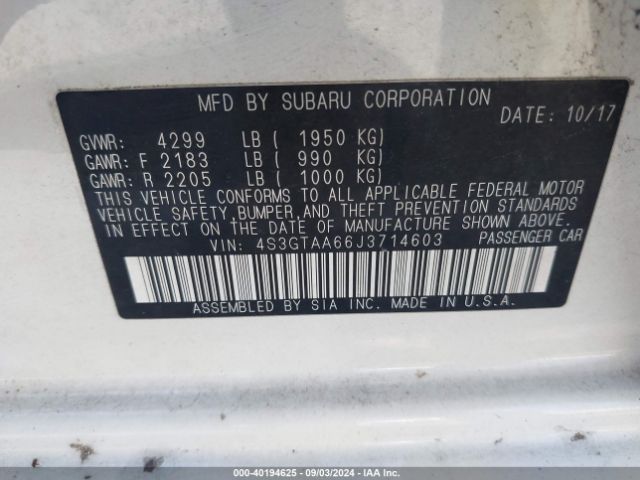 Photo 8 VIN: 4S3GTAA66J3714603 - SUBARU IMPREZA 