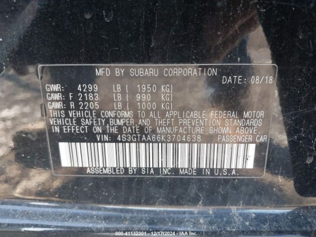 Photo 8 VIN: 4S3GTAA66K3704638 - SUBARU IMPREZA 