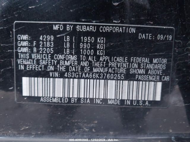 Photo 8 VIN: 4S3GTAA66K3760255 - SUBARU IMPREZA 