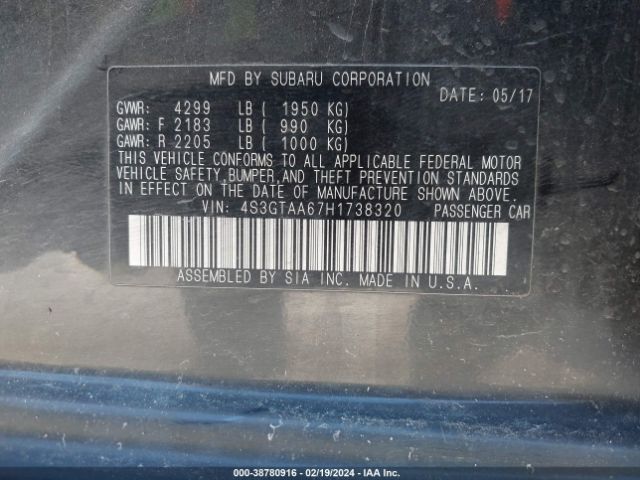 Photo 8 VIN: 4S3GTAA67H1738320 - SUBARU IMPREZA 