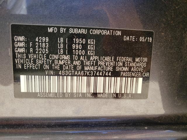 Photo 9 VIN: 4S3GTAA67K3744744 - SUBARU IMPREZA 