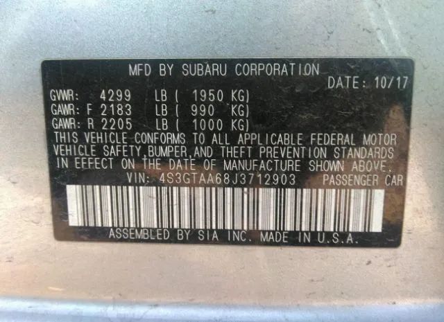 Photo 8 VIN: 4S3GTAA68J3712903 - SUBARU IMPREZA 