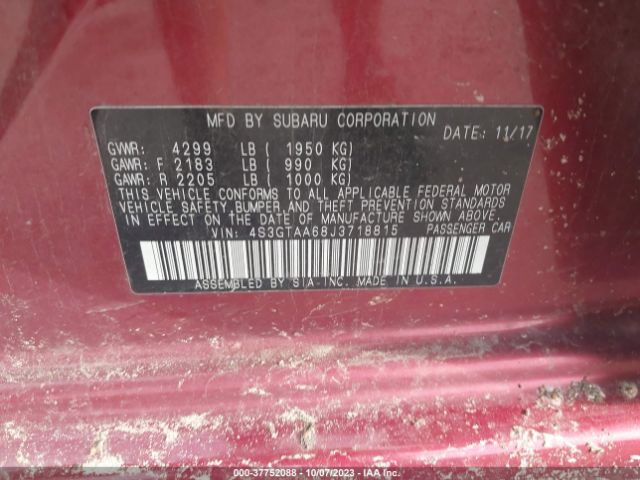 Photo 8 VIN: 4S3GTAA68J3718815 - SUBARU IMPREZA 