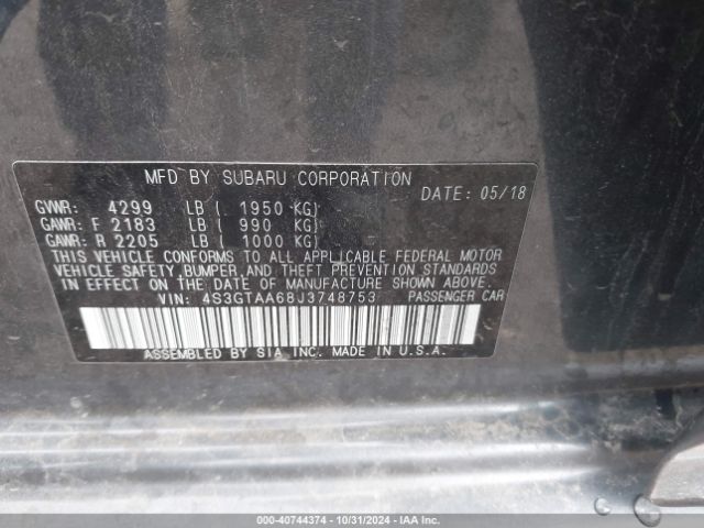 Photo 8 VIN: 4S3GTAA68J3748753 - SUBARU IMPREZA 