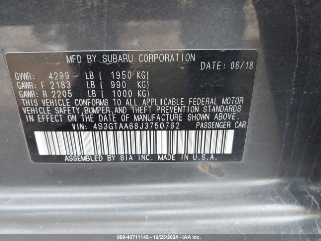 Photo 8 VIN: 4S3GTAA68J3750762 - SUBARU IMPREZA 