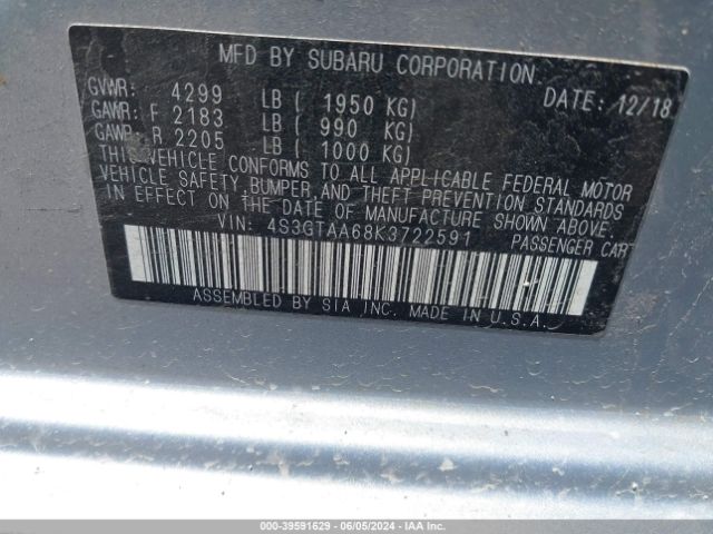 Photo 8 VIN: 4S3GTAA68K3722591 - SUBARU IMPREZA 