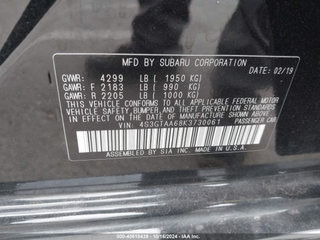 Photo 8 VIN: 4S3GTAA68K3730061 - SUBARU IMPREZA 