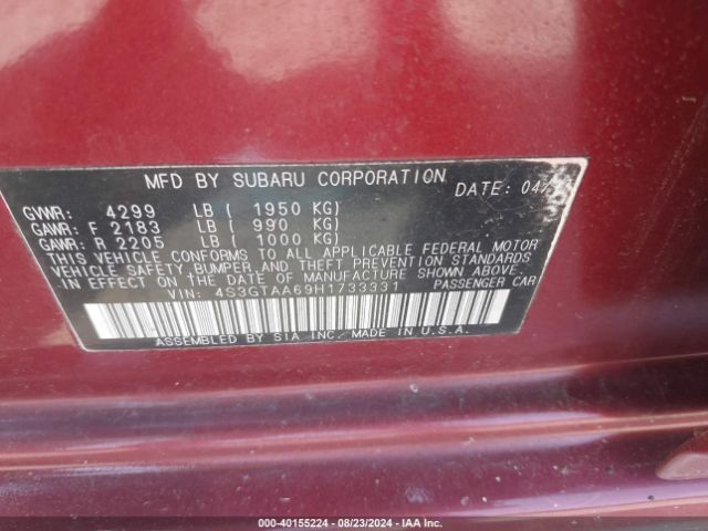 Photo 8 VIN: 4S3GTAA69H1733331 - SUBARU IMPREZA 