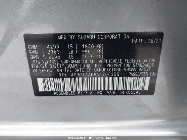 Photo 8 VIN: 4S3GTAA69N1700356 - SUBARU IMPREZA 