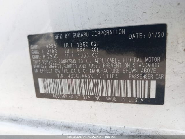 Photo 8 VIN: 4S3GTAA6XL1711184 - SUBARU IMPREZA 