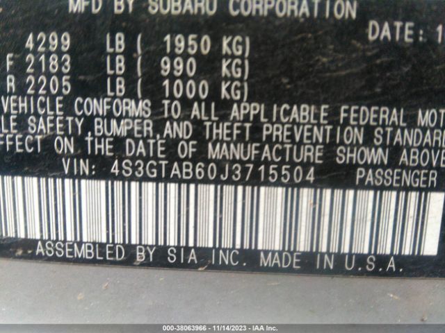 Photo 8 VIN: 4S3GTAB60J3715504 - SUBARU IMPREZA 