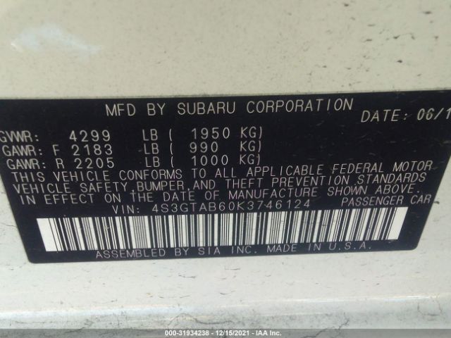 Photo 8 VIN: 4S3GTAB60K3746124 - SUBARU IMPREZA 