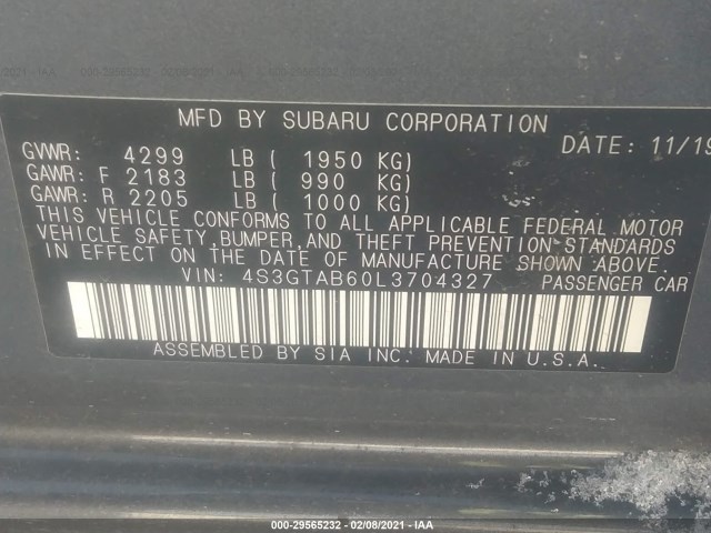 Photo 8 VIN: 4S3GTAB60L3704327 - SUBARU IMPREZA 