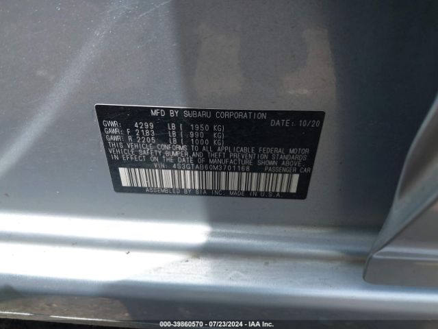 Photo 8 VIN: 4S3GTAB60M3701168 - SUBARU IMPREZA 