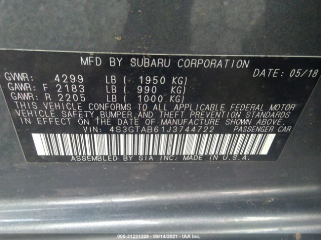 Photo 8 VIN: 4S3GTAB61J3744722 - SUBARU IMPREZA 